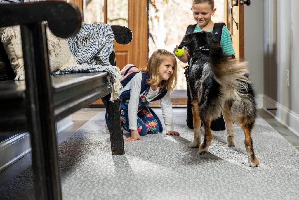 Kids playing with Dog | Cabinet Factory Of Virginia
