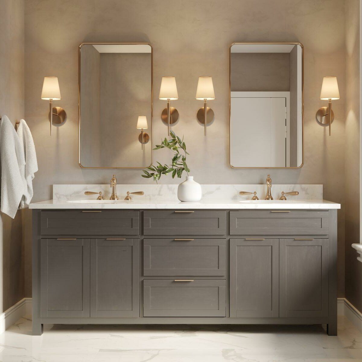Bathroom Grey Vanity Dual Sinks Square, Paneling Factory Of Virginia DBA Cabinet Factory